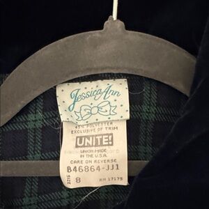 Jessica Ann Green and Black Checkered Dress with velvet buttons and cuffs